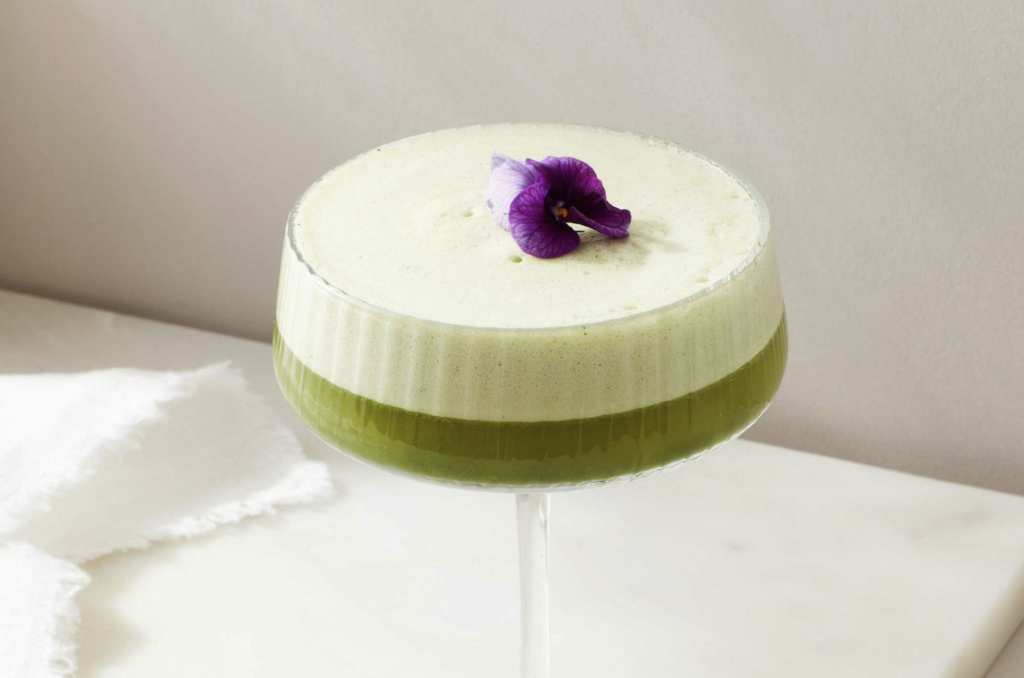 AVANTCHAs Organic Matcha Ceremonial Grade Fuji in our Organic Matcha Sour Cocktail 